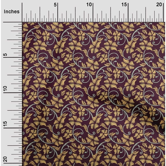 oneOone Cotton Poplin Fabric Leaves & Floral Artistic Print Sewing Fabric BTY 42 Inch Wide