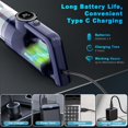 thumbnail image 4 of MONOZEL Aspiradora portátil inalámbrica para coche, aspiradora de mano inalámbrica con motor sin escobillas, 15000 Pa fuerte succión con luz LED, cable tipo C, 2 Fliters, aspiradora de mano para el, 4 of 5