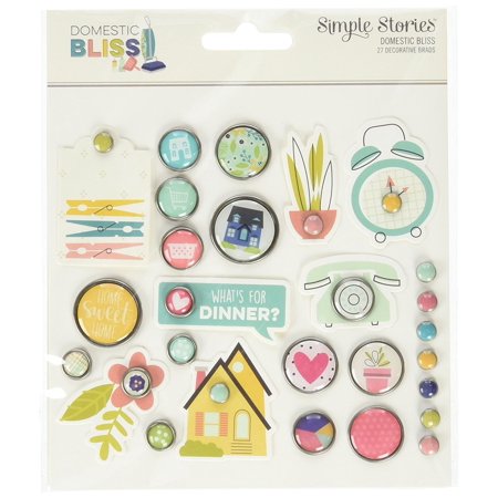 Making Memories Decorative Brads - Stories 7820 Domestic Bliss Decorative Brads, Beautiful designs and home filled sentiments perfect for scrapbooking card making planning and home decor.., By Simple