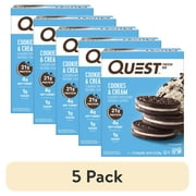 (5 pack) Quest Protein Bar, Cookies & Cream, 21g Protein, Gluten Free, 4 Count