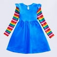 thumbnail image 7 of ENFLASH 2-8T Girl Ruffle Long Sleeve Dress Child Cartoon Rainbow Cotton Casual Pleated Twirly Dress, 7 of 7