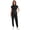 Black, variant on Women's Scrub Jumpsuit In 8 Pocket Scrubs Set with Front Zipper Open Placket Neckline Top and Elastic Waist