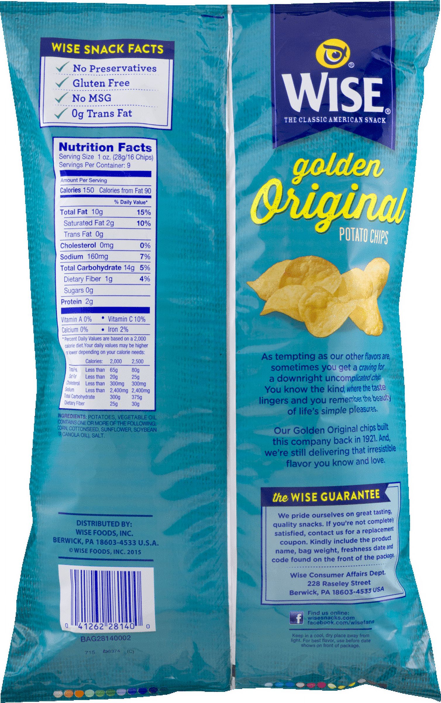 Wise Foods Golden Original Potato Chips, 3-Pack 7.5 oz. Bags - image 2 of 3