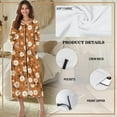 thumbnail image 6 of Xoenoiee Daisy Flower Print Zipper Robes for Women Long Sleeves Housecoat Soft Nightgowns Sleepwear Comfy House Dresses with Pockets, Size M, 6 of 7