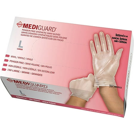 Medline Powder-Free Synthetic Vinyl Exam Gloves, Large, Case of 150