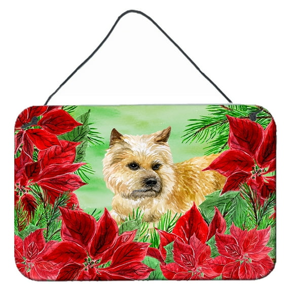 Carolines Treasures CK1338DS812 Cairn Terrier Poinsettas Wall or Door Hanging Prints  8x12 multicolor