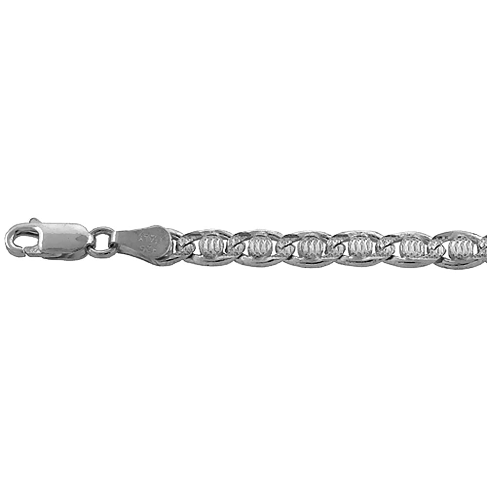 mulighed absorption Isolere 925 Sterling Silver Diamond Cut Round Valentino Chain Link Bracelet 5mm -  Walmart.com