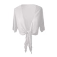 thumbnail image 6 of CIENVNSTG Women's Chiffon Cropped Bolero Sheer Shrugs Lightweight Short Bolero Cardigan Trendy 2026 Summer Tops White 2XL, 6 of 7