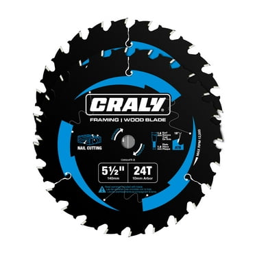 CRALY 5-1/2 Inch 24 Teeth Circular Saw Blade, 10mm Arbor, for Wood Cutting, with Carbide Tip and Thin Kerf