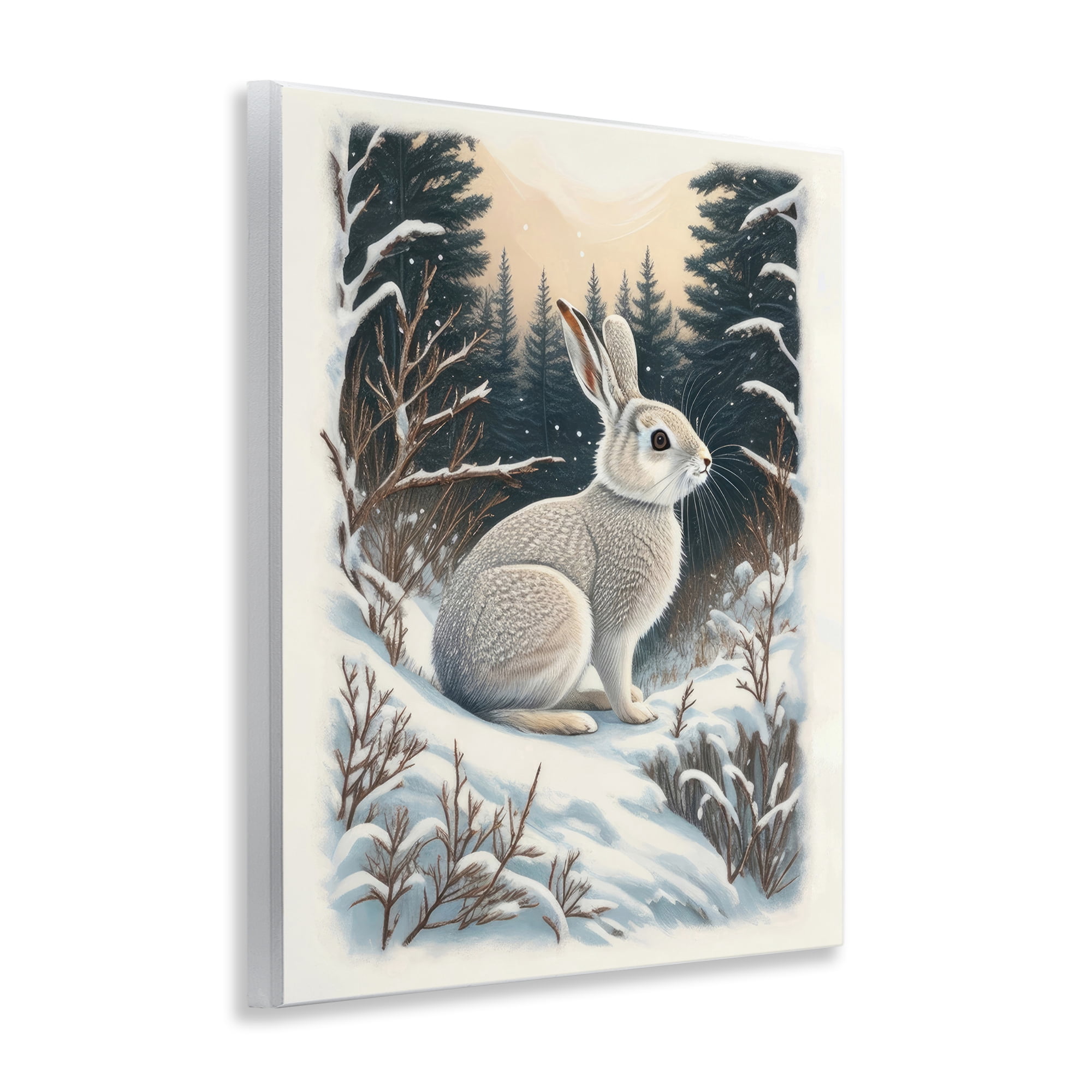 Stupell Industries Rabbit in Winter Forest Animals & Insects Painting Unframed Art Print Wall Art, 11 x 14