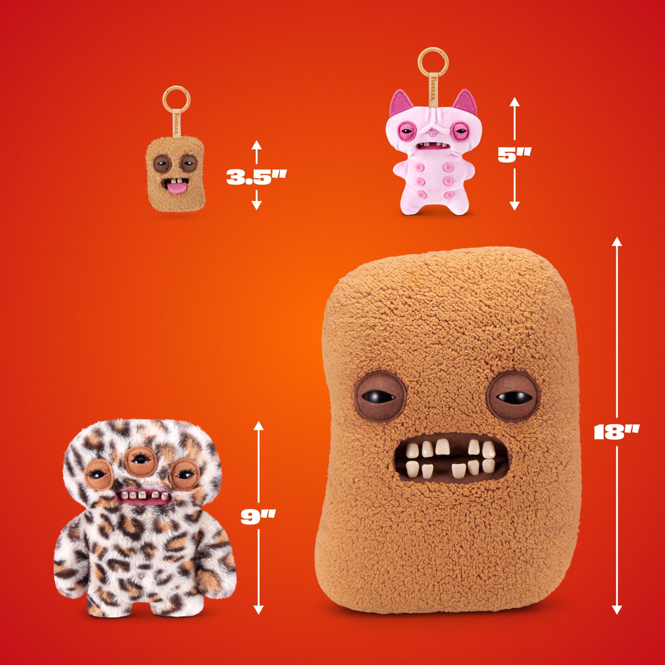 Fuggler Fugg Nuggets 3.5 Inch Plush Keyring Collectible by ZURU Featuring Funny Ugly Monster Designs with Human‑Like Teeth, Wild Expressions, Durable Clip, and Portable Chaotic Personality