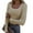 Khaki, variant on Aojekbee Women Long Sleeve T-Shirts Ribbed Solid Color Scoop Neck Casual Shirts Spring Fall Slim Fit Tops