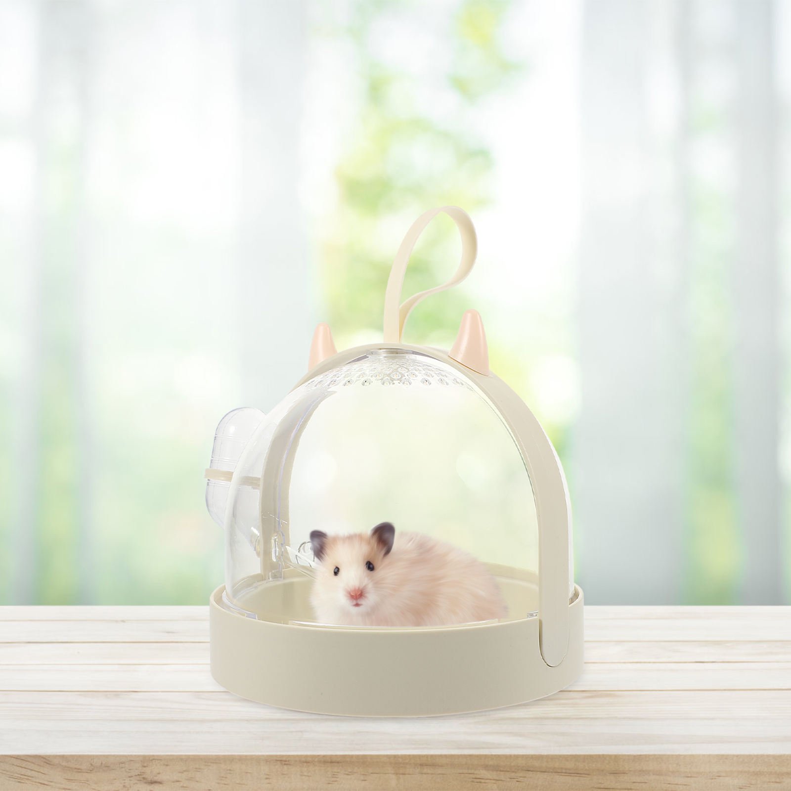 HOOWIFFY White Small Pet Carrying Cage with Ventilation for Hamsters and Chinchillas