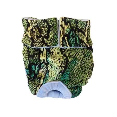 Barkertime Green Snake Skin Washable Dog Diaper - Made in USA