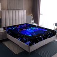 thumbnail image 4 of King Size Gaming Sheet Set Gamer Bed Sheets Video Game Room Decor,Gamepad Controller Gaming Bed Set Teens,Black Royal Blue Tie Dye Top Sheet, 4 of 5