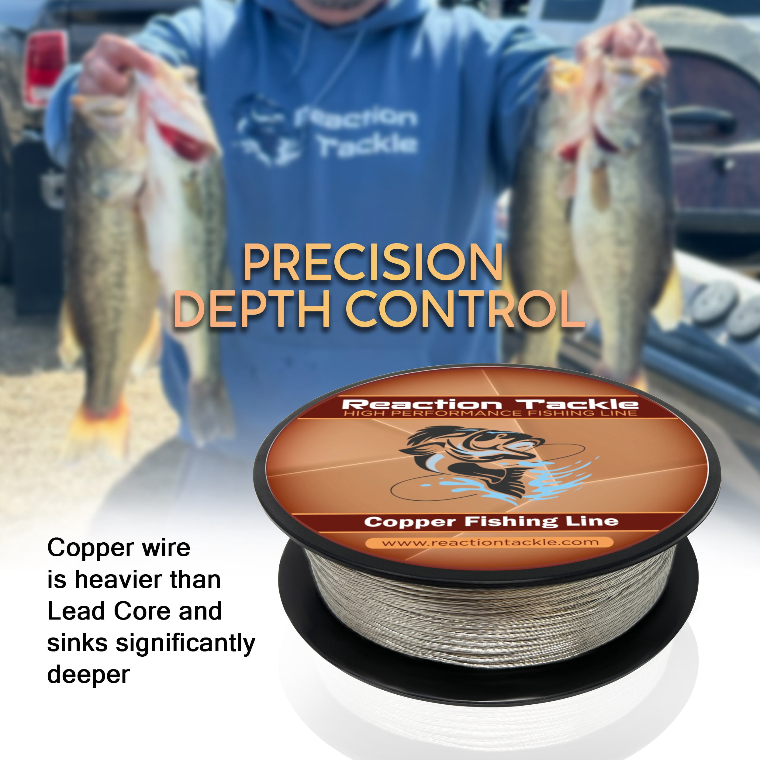 Reaction Tackle Copper Trolling Wire - Copper Fishing Line - Corrosion Resistant Tin Coated Copper Super Smooth and Thin Diameter to Reach Deeper Depths 20LB / 300 foot