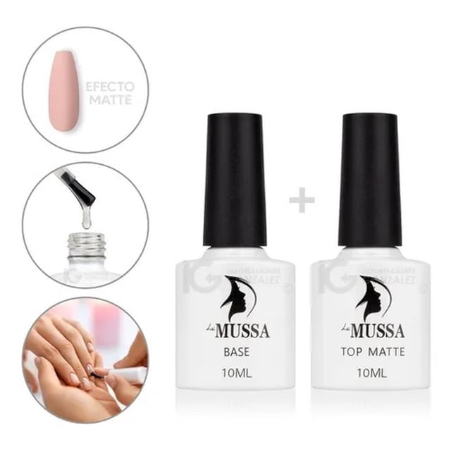 Gel Para Uñas Base + Top Matte Mussa Esmalte UV 10ml Pack