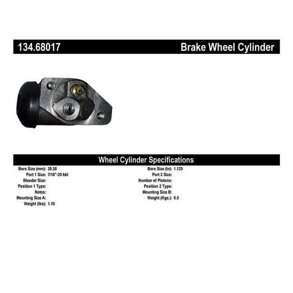 Centric Parts Drum Brake Wheel Cylinder P/N:134.68017 Fits select: 1966-1968 DODGE D-SERIES