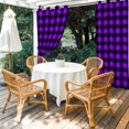 thumbnail image 4 of Outdoor Curtains for Patio Waterproof, Black Purple Plaid Windproof Pravicy Outside Porch Blackout Curtain, Farmhouse Simple Buffalo Checked Sun Blocking Grommets Curtains for Cabana 2 Panels 54"x95", 4 of 9