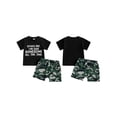 thumbnail image 2 of Miaouyo Toddler Boy Summer Outfit Letter Print Short Sleeve Crew Neck T Shirt Elastic Waist Camouflage Shorts 2 Piece Set, 2 of 9