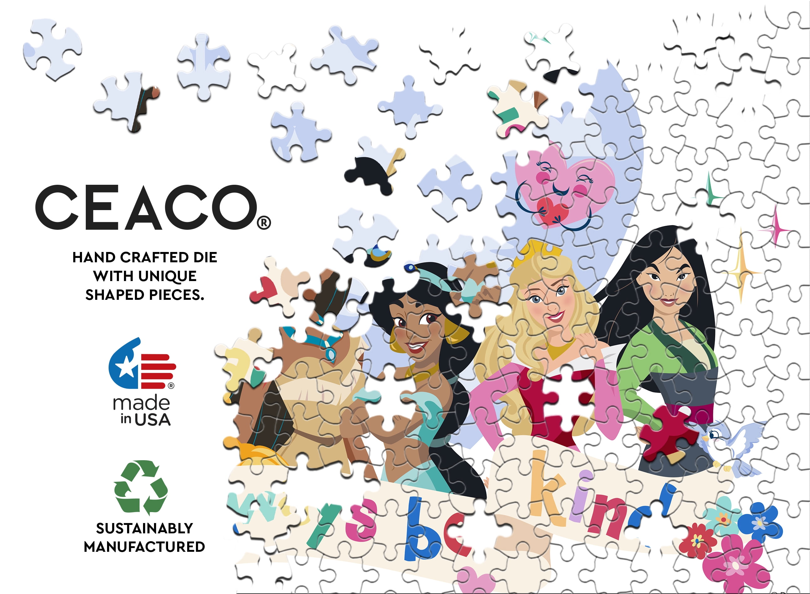 Ceaco Disney Princess Kids 4-in-1 Multipack Interlocking Jigsaw Puzzles for Children Ages 6+
