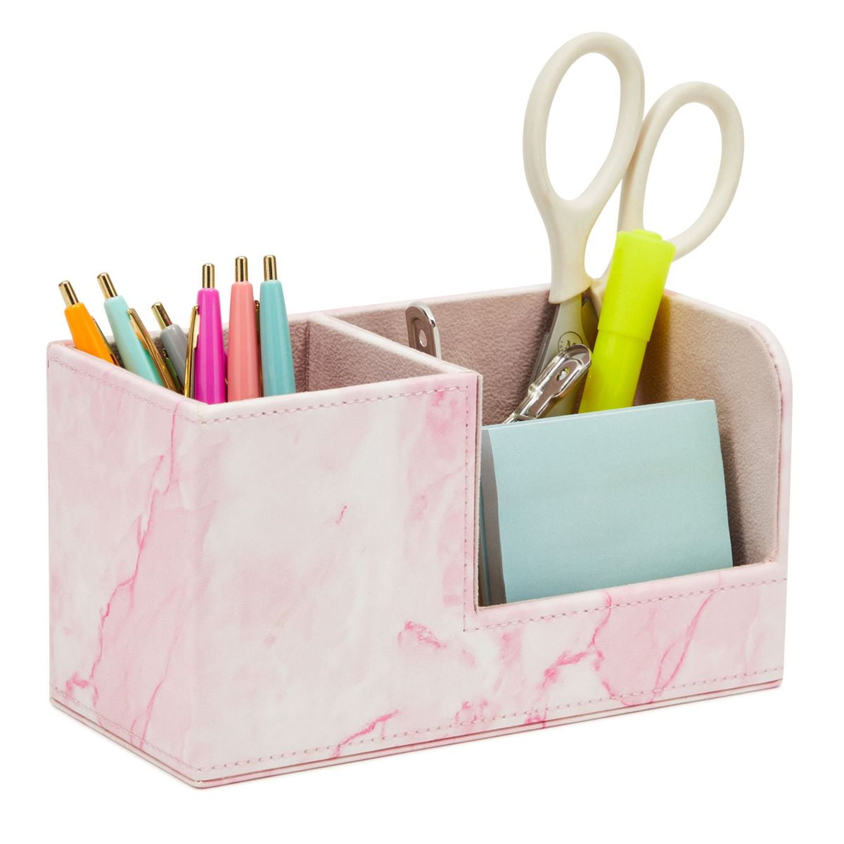 Pink Marble Stationery Desk Organizer Storage, 3 Compartments for Office  Supplies College Dorm Desktop Organization Accessories, 8