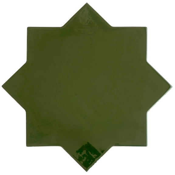 Terralis 7 x 7 in. Glossy Deep Forest Green Porcelain Star Wall and Floor Tile (6.46 sq ft/case) - 16 Pack