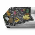 thumbnail image 3 of Fruit Soft Flannel Fleece Blanket, Hand Drawn Mango Dragon Fruit Papaya Coconut and Pineapple Sketch Tropical Blackboard, Cozy Plush for Indoor and Outdoor Use, 60" x 80", Multicolor, by Ambesonne, 3 of 6