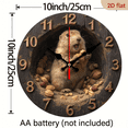 thumbnail image 3 of 2D Flat 1pc 10Inch Wooden Marmot Hazelnut Wall Clock - Silent Non-Ticking Battery-Powered Round Clock with Cute Marmot Hands, Large BlackGolden Numbers, Artificial Wood Frame Room,, Living Room, 3 of 7
