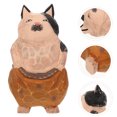 thumbnail image 3 of Unique Wooden Cat Desktop Ornament Exquisite Wood Carving Kitten Statue Animal Craft Decor for Home, 3 of 7