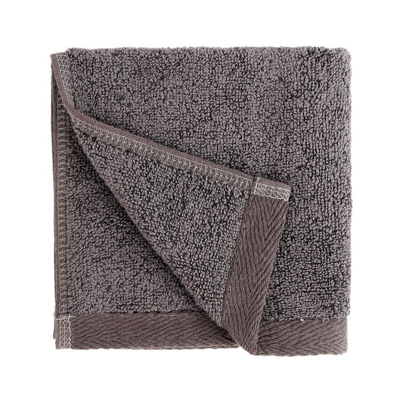 Everplush Flat Loop Quick-Dry Towel, 6 Pc Washcloth Set, Charcoal