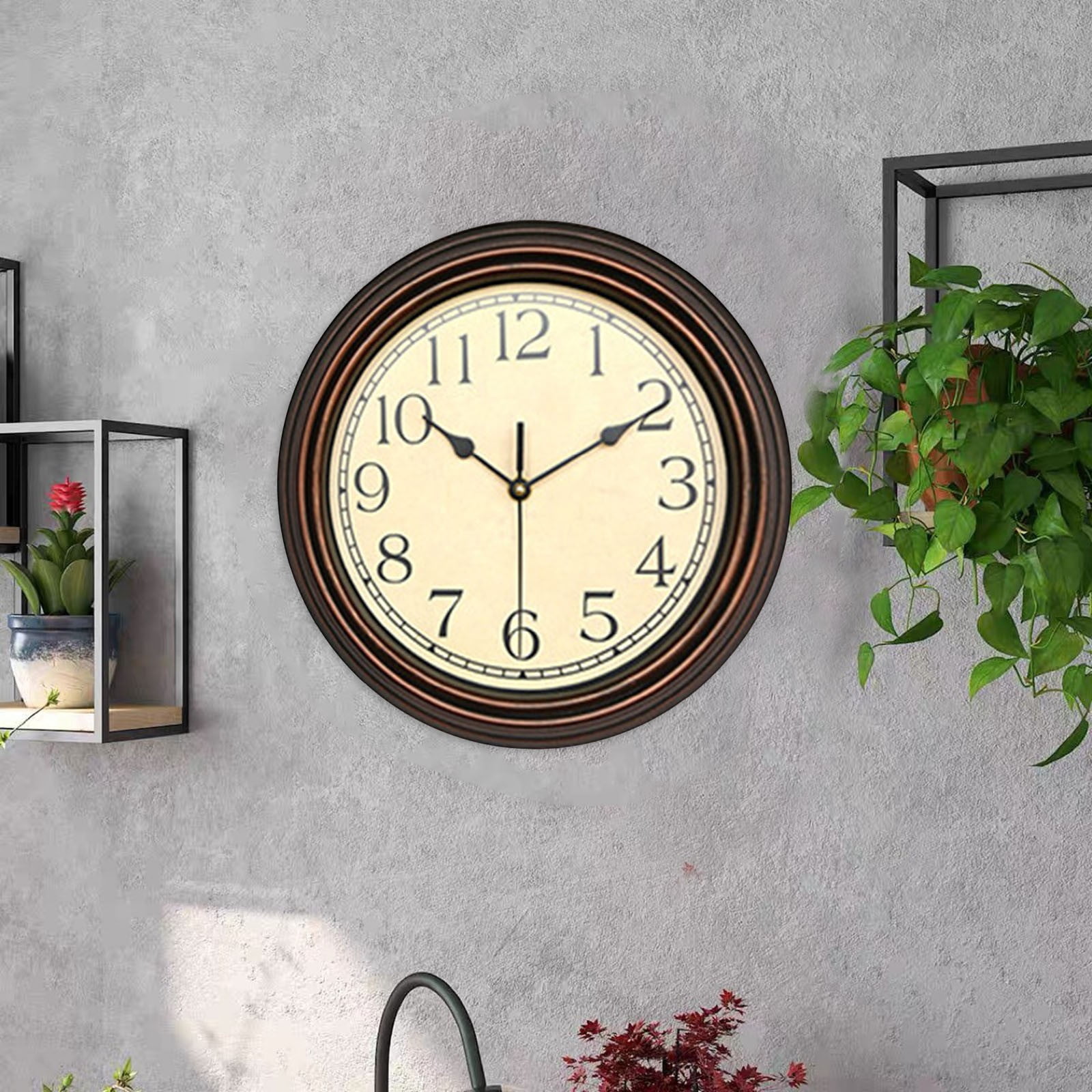 NEW! In Stock! Vintage Retro Wall Clocks Countryside Style Dusknt Retro Silent Non Ticking Round Classic Clock Quartz Decorative Battery Operated Wall Clock for Living Room Kitchen Home 12 Inch