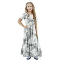 thumbnail image 6 of GERsome Girl's Short Sleeve Maxi Dress Tie-Dye Loose Casual Holiday Beach Long Dress with Pocket for 4-14 Years Kids, 6 of 9