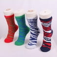 thumbnail image 5 of BambooMN Fuzzy Team Spirit Socks - Purple/Gold - 4 Pairs, 5 of 6