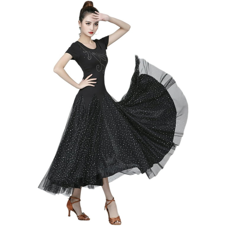 Long Modern Ballroom Tango Dance Performance Dresses Dancewear Cheap Fashion Walmart