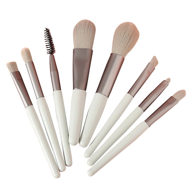 Fiudx Mini Juego de Brochas de Maquillaje, 8 Brochas de Viaje Portátiles, Brochas Versátiles para Sombras de Ojos y Rubor, Aplicadores de Maquillaje de Fibra Suave, Rutina de Belleza Diaria, Glamour
