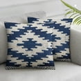 thumbnail image 3 of nygtbtfer  Shepardsville Decorative Throw Pillow Cover - Sofa Couch Cushion Cover - Boho Farmhouse Lumbar Pillow Cover  Dark Blue, Off White - Square  White, 3 of 7