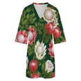 thumbnail image 5 of Protea Floral Pattern Womens Dress With Pockets Summer V Neck 3/4 Sleeve Dress Plus Size Loose Dress, 5 of 7