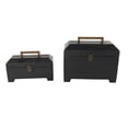 thumbnail image 6 of DecMode Handmade Black Wood Decorative Box with Brass Latches and Handle, 2 Count, 6 of 9