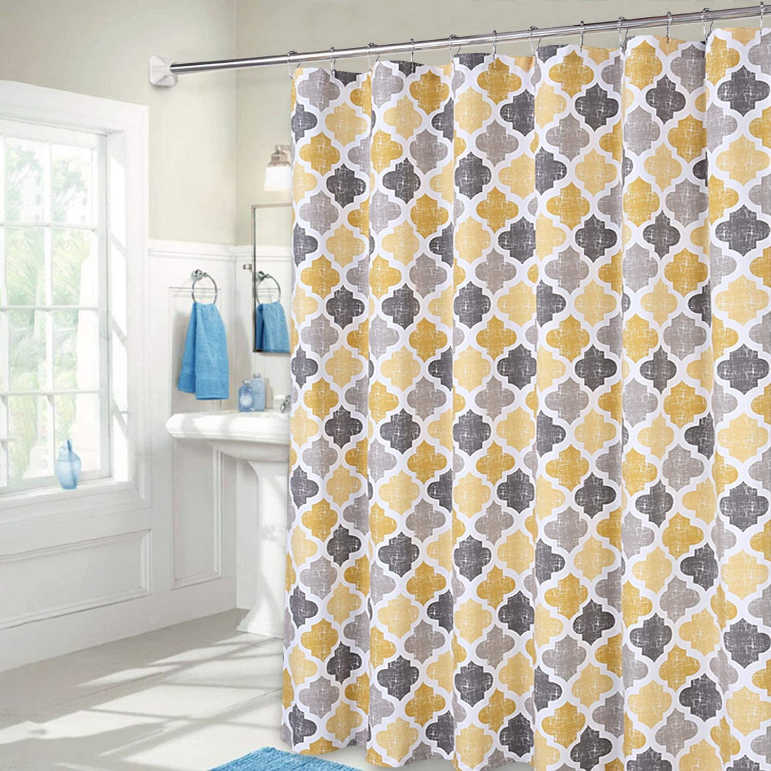 Shower Curtain, Geometric Printed Bathroom Bath Curtain, Heavy Textured
