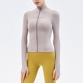 thumbnail image 4 of Ropa de yoga de primavera y verano, chaqueta, camiseta con cuello vertical y cremallera para mujer, ropa deportiva para correr y fitness de manga larga, 4 of 6