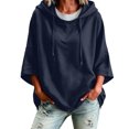 thumbnail image 2 of MOONDU Women's Short Sleeve Hoodie Hooded Sweatshirt Drawstring Pullover Solid Color Loose Fit Casual Summer Top for Gym Yoga Everyday Wear 8 Colors S-XXL, 2 of 7