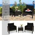 thumbnail image 4 of Gymax 3PCS Rattan Patio Conversation Furniture Set Yard Outdoor w/ Black Cushions, 4 of 10