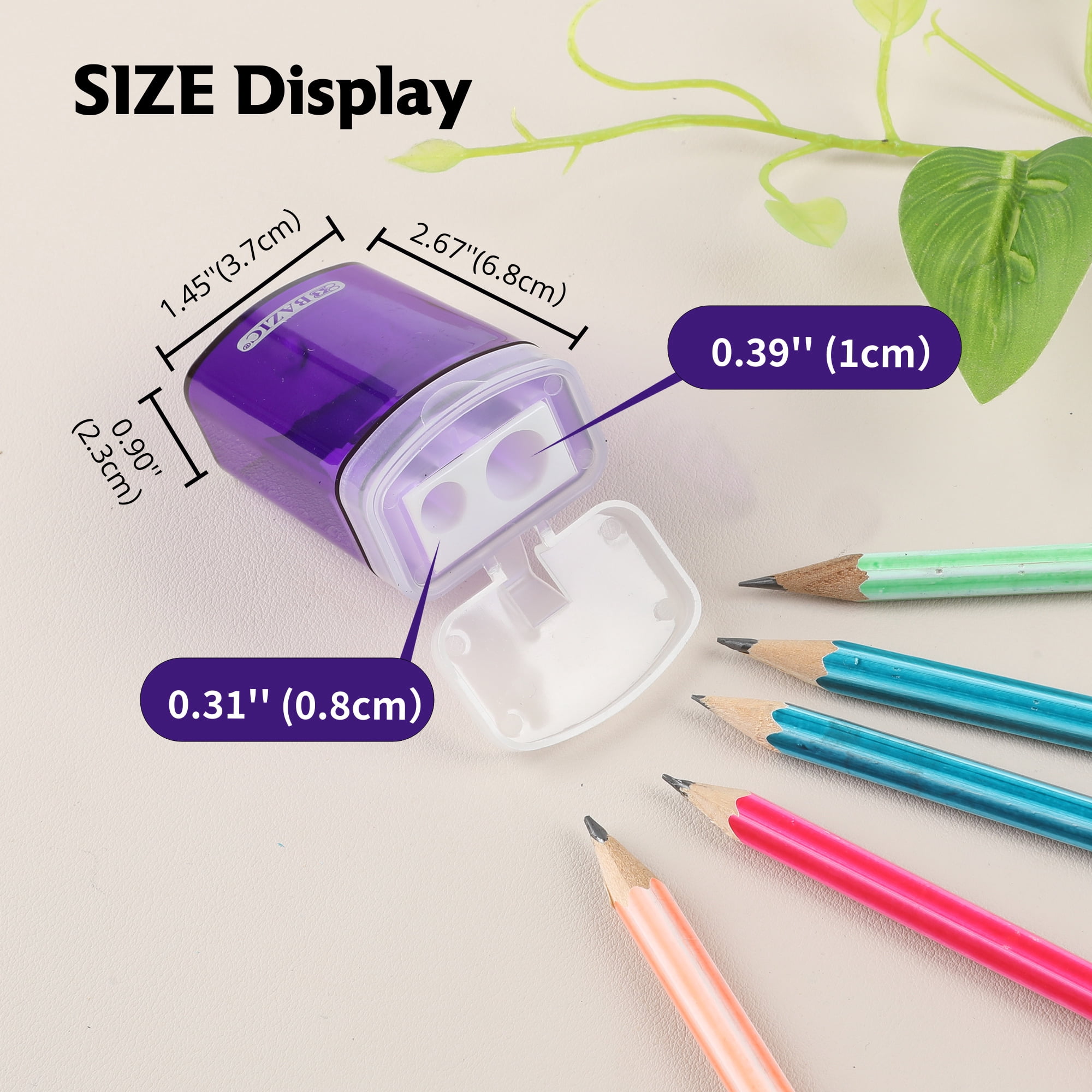BAZIC Pencil Sharpener Dual Blades w/ Lid & Receptacle, 24-Pack