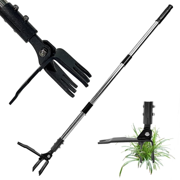 Stand Up Weed Puller Tool - 44" Long Handle with 6 Steel Claws, No Bend No Kneel Weeding, Heavy Duty Root Remover for Lawn & Garden, Chemical Free, Easy Storage