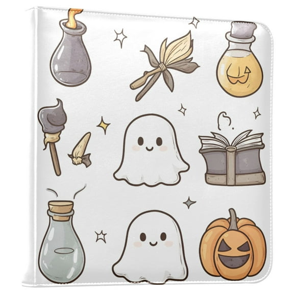 FORMRS 3 Ring Photo Album 4"x6" Self Adhesive Large Capacity PU Leather Cover, Magical Halloween Ghost