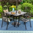 thumbnail image 2 of MF Studio 6-Piece Outdoor Patio Dining Set with 10 ft Umbrella , 4 Stacking Chairs &  Square Table, All Weather Metal Steel & Orange Red Umbrella, 2 of 16