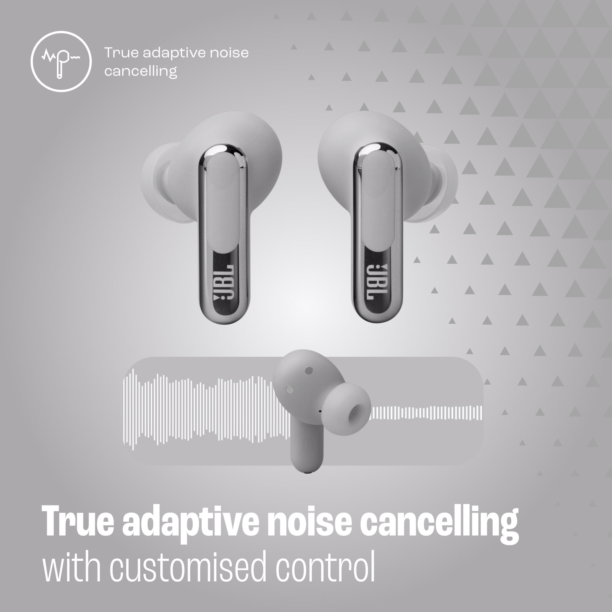 JBL Live Beam 3 Inner Ear Earbuds, Silver