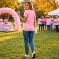 thumbnail image 6 of Pink Breast Cancer Awareness Shirts Women October Inspirational Pink T-Shirts Short Sleeve V-Neck Casual Tee Tops, 6 of 7