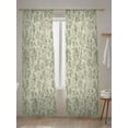thumbnail image 5 of Vintage Wallpaper Sheer Curtains 2 Panels Set Green Leaf Flower Plants Texture Lihgt Filtering Rod Pocket Voile Drape, Semi Sheer Window Curtains for Bedroom Living Room, 52"x84", 5 of 5